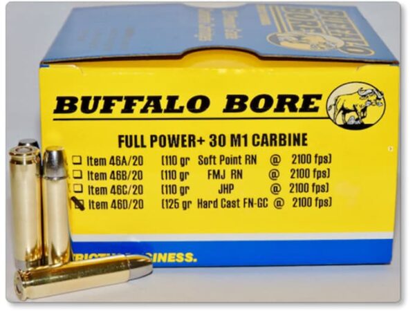 Buffalo Bore Ammunition 30 Carbine 125 Grain Hard Cast Lead Gas Check Flat Nose  50 rounds