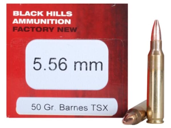 Black Hills Ammunition 5.56x45mm NATO 50 Grain Barnes TSX Hollow Point Lead-Free 500 round