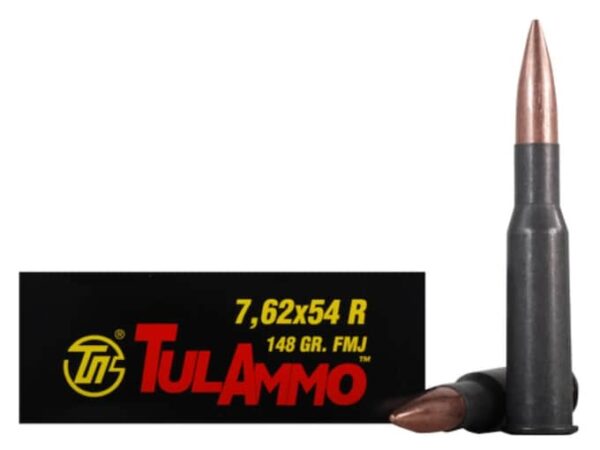 TulAmmo Ammunition 7.62x54mm Rimmed Russian 148 Grain Full Metal Jacket (Bi-Metal) Steel Case Berdan Primed 500 round