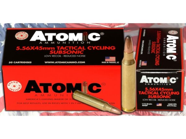 Atomic Tactical Cycling Subsonic Ammunition 5.56x45mm NATO 112 Grain Expanding Round Nose Soft Point 500 round