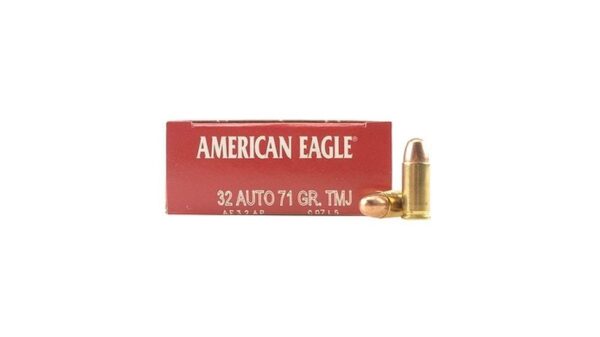 Federal Premium Centerfire Handgun Ammunition .32 ACP 71 grain Full Metal Jacket Brass Cased Centerfire Pistol Ammunition AE32AP Caliber: .32 ACP, Number of Rounds: 500