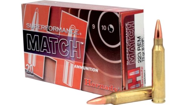 Hornady Superformance Match Ammunition 223 Remington 75 Grain Hollow Point Boat Tail Match 500 rounds