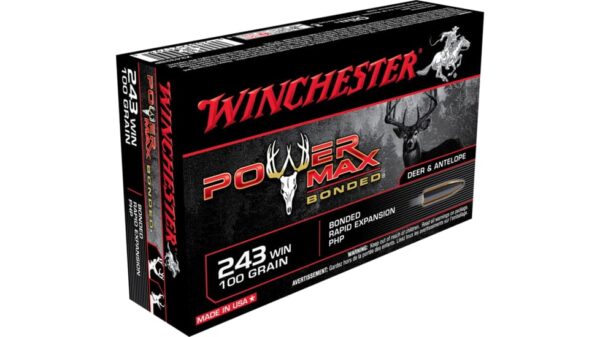 Winchester POWER MAX BONDED .243 Winchester 100 grain Bonded Rapid Expansion Protected Hollow Point  500 rounds