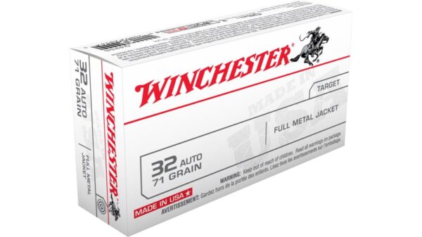 Winchester USA HANDGUN .32 ACP 71 grain Full Metal Jacket Brass Cased Centerfire Pistol Ammunition Q4255 Caliber: .32 ACP, Number of Rounds: 500